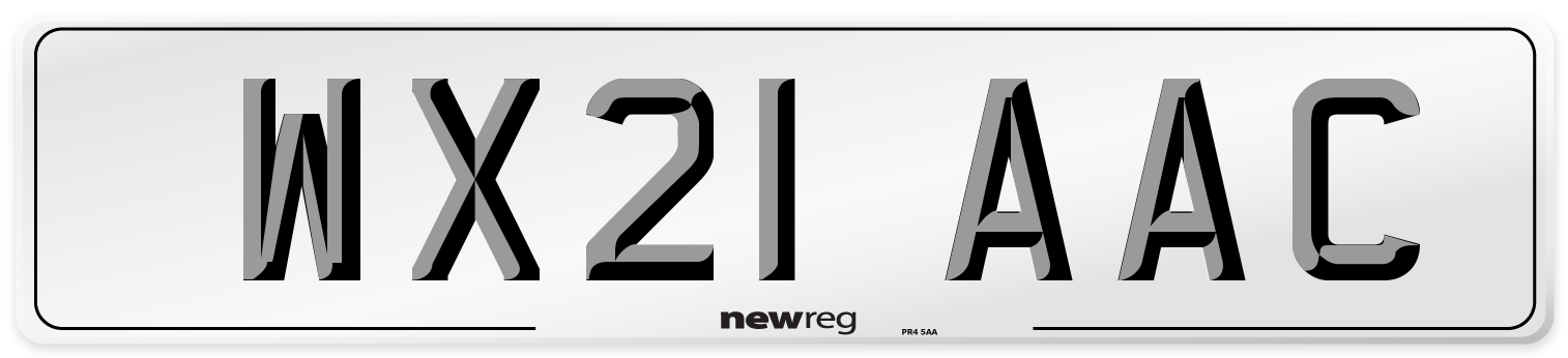 WX21 AAC Number Plate from New Reg